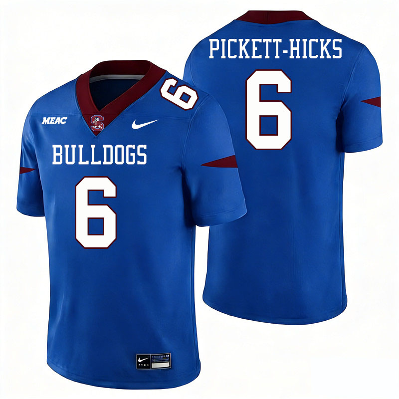 South Carolina State Bulldogs #6 Mason Pickett-Hicks College Football Jerseys,Uniforms Stitched-Blue